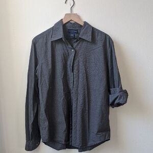 ❤️ Charter Club Classics Size L Womens Button Down Shirt Long Sleeve Charcoal